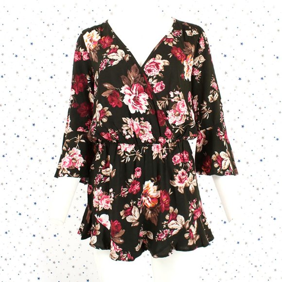 F21 bell sleeve floral romper main image 0